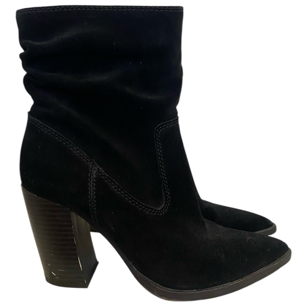 Vince Camuto Crethana Ruched Leather Block Heel Boot Sz 6.5